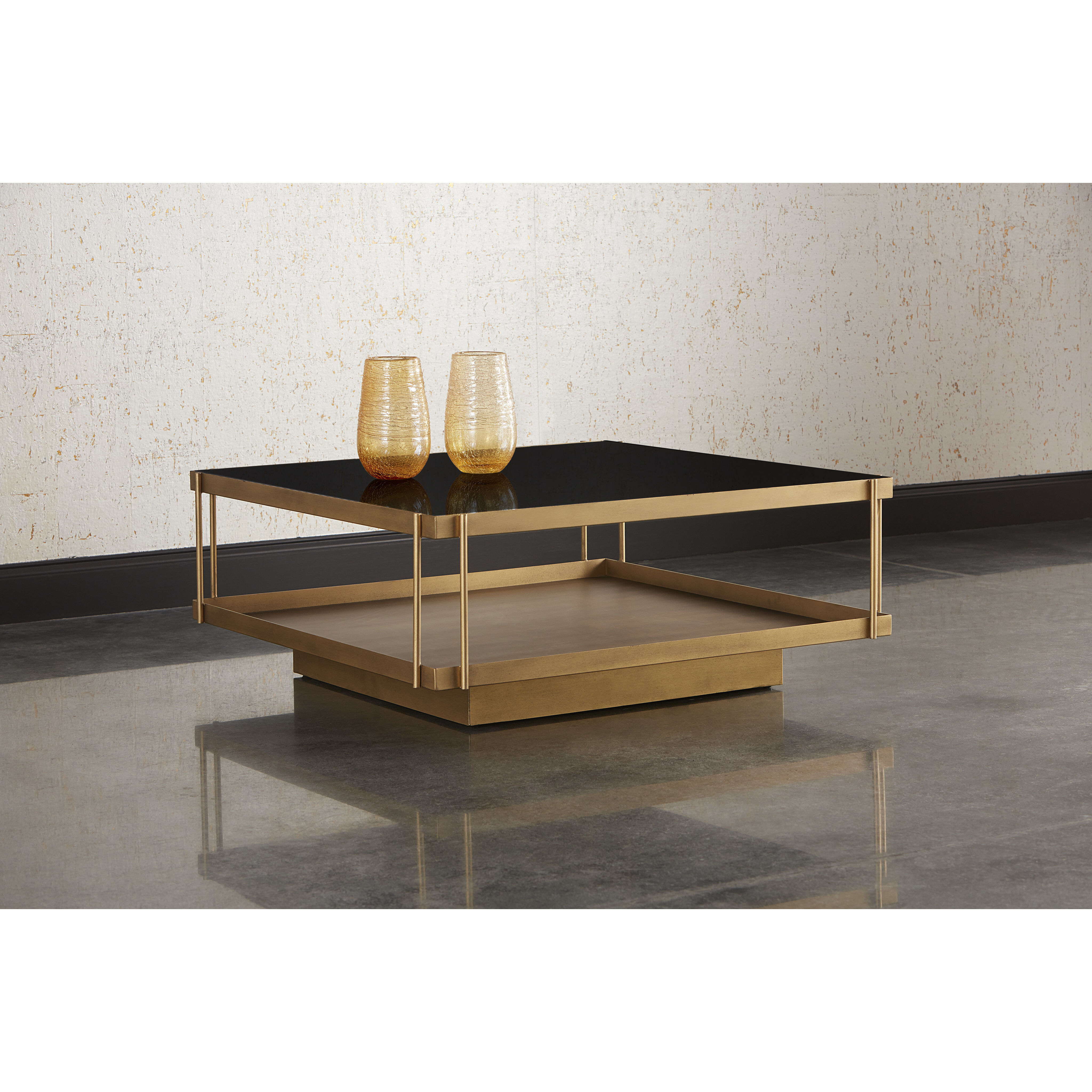 Finch 40 X 40 inch Black / Antique Brass Coffee Table